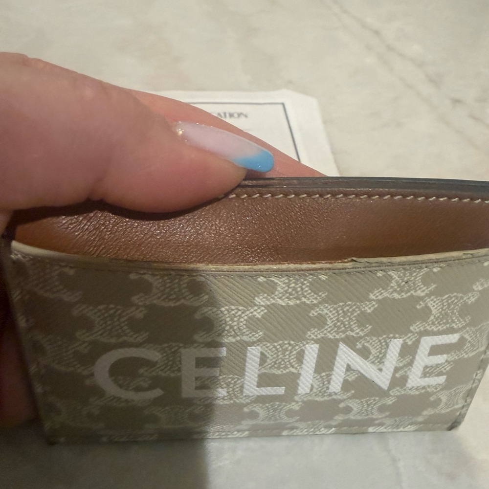 Celine Triomphe Card Holder in Coated Canvas and Calfskin.in EUC - Picture 5 of 9